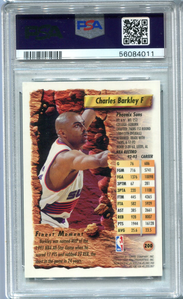 Charles Barkley 1993 Topps Finest Refractor #200 PSA NM-MT 8 Card