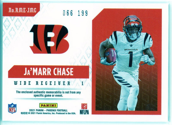 Ja'Marr Chase 2021 Panini Phoenix Rookie Patch Card #RME-JMC