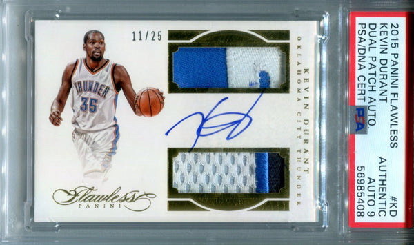 Kevin Durant 2015 Panini Flawless #KD PSA Authentic Auto 9 Card /25