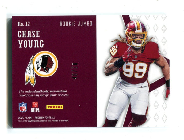 Chase Young 2020 Panini Phoenix Purple #12 Rookie Jumbo Jersey Card /50