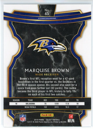 Marquise Brown 2019 Panini Select Rookie Card #65