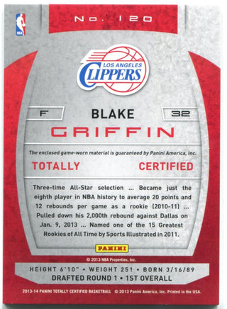 Blake Griffin Panini Totally Certified Jersey Card 2014