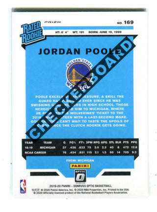 Jordan Poole 2019-20 Donruss Optic Checkerboard #169 RC