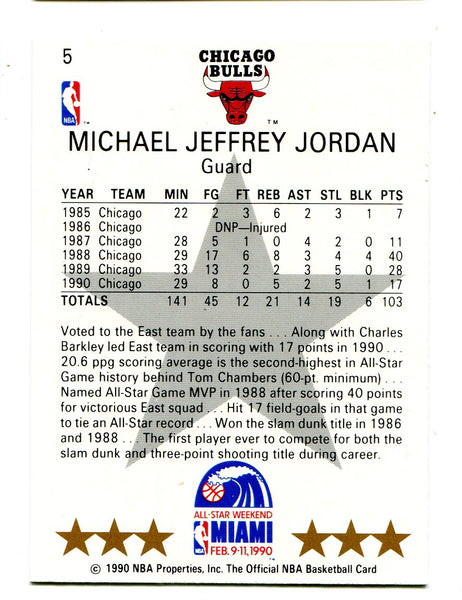 Michael Jordan 1990 NBA Hoops All-Star East #5 Card | Hollywood Collectibles