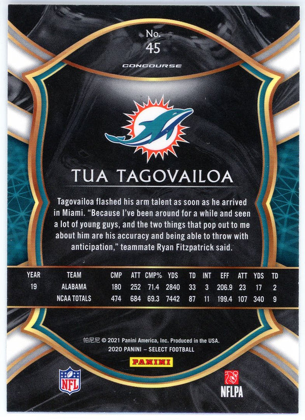 Tua Tagovailoa 2020 Panini Select Concourse Rookie Card #45