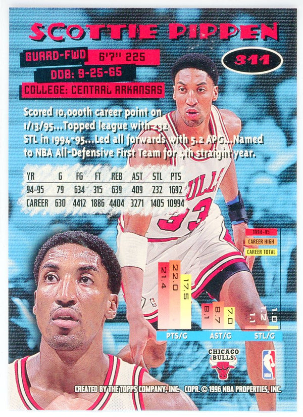 Scottie Pippen 1996 Topps Stadium Club Members Only Card #311