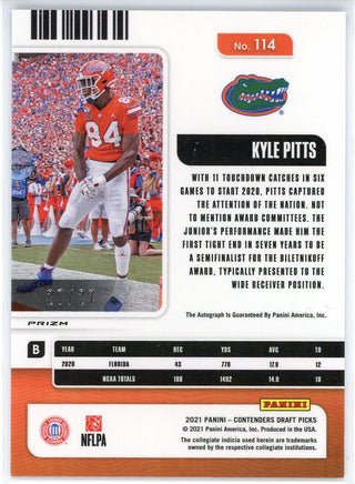 Kyle Pitts Autographed 2021 Panini Contenders Draft Picks College Ticket Prizm Rookie Card #114