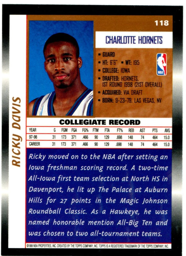 Ricky Davis Topps Rookie 1999