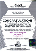 Alan The Rip Master 2008 Topps Finest Autographed Card