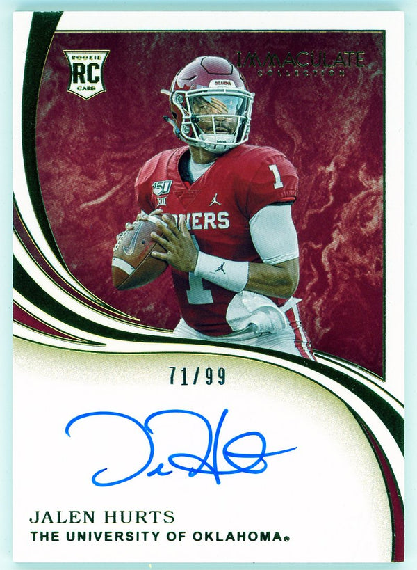 Jalen Hurts Autographed 2020 Panini Immaculate Collection Collegiate R