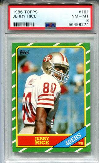 Jerry Rice 1986 Topps Rookie Card #161 PSA NM-MT 8 Card