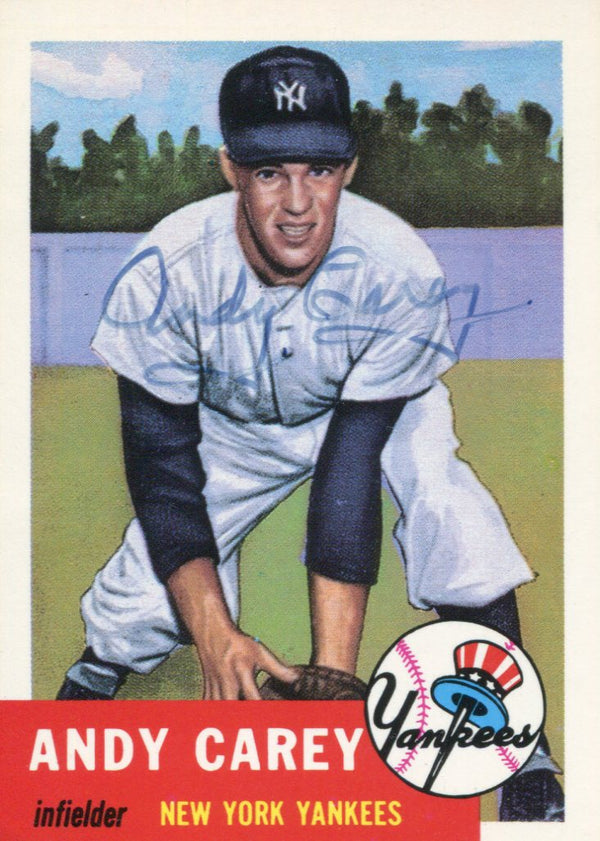 Andy Carey Autographed Topps Archives 1953 Series Card