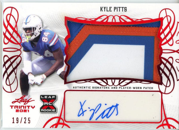 Kyle Pitts Autographed 2021 Leaf Trinity Rookie Patch Card #PA-KP1