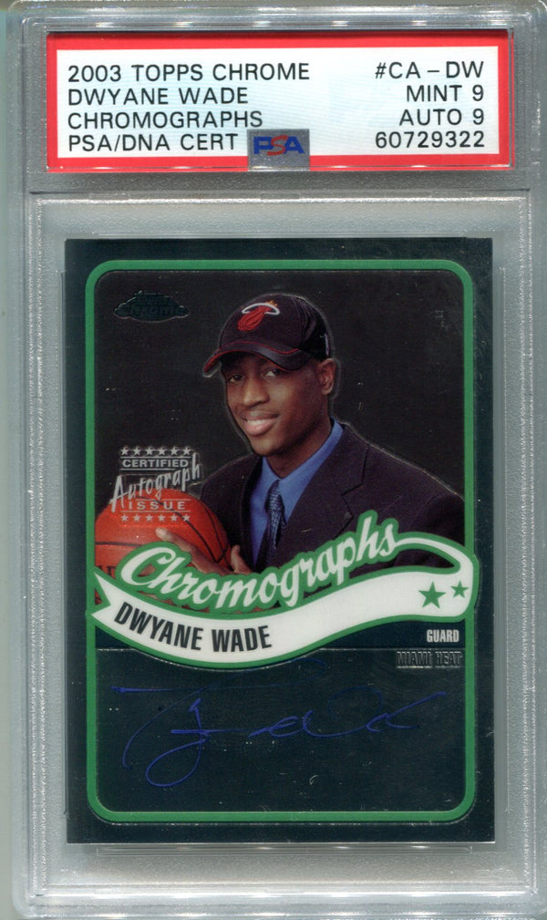 Dwyane Wade 2003 Topps Chrome Chromographs #ca-dw PSA 9 Auto 9 Card