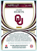 Jalen Hurts Autographed 2020 Panini Immaculate Collection Collegiate Rookie Card #133