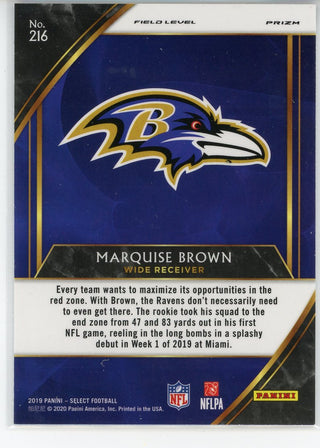 Marquise Brown 2019 Panini Select Prizm Rookie Card #216