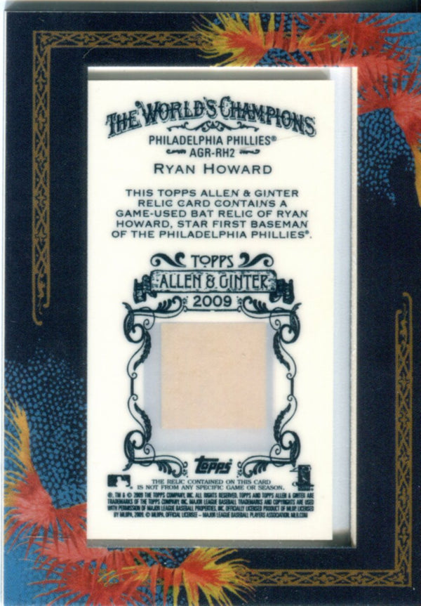 Ryan Howard 2009 Topps Allen and Ginter's Game Used Bat Relic Card