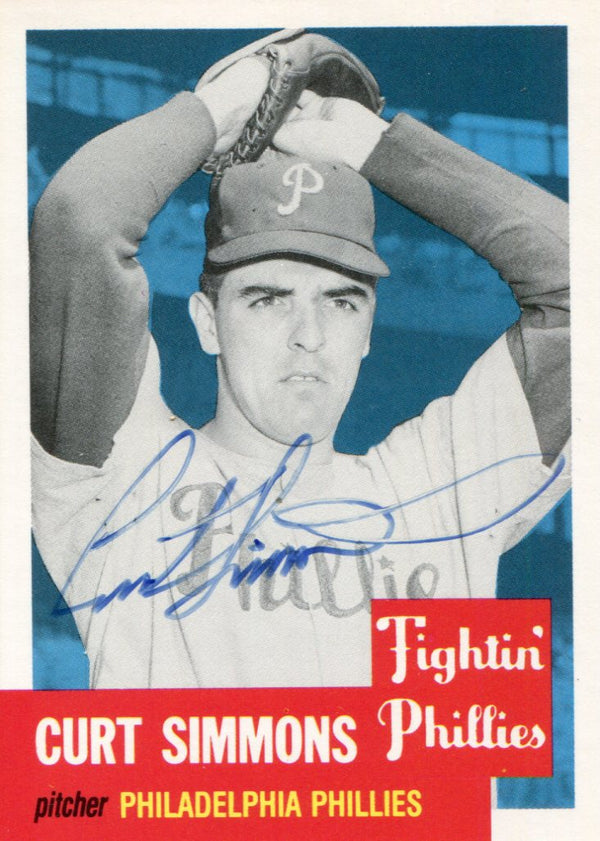 Curt Simmons Autographed Topps Archives 1953 Series Card