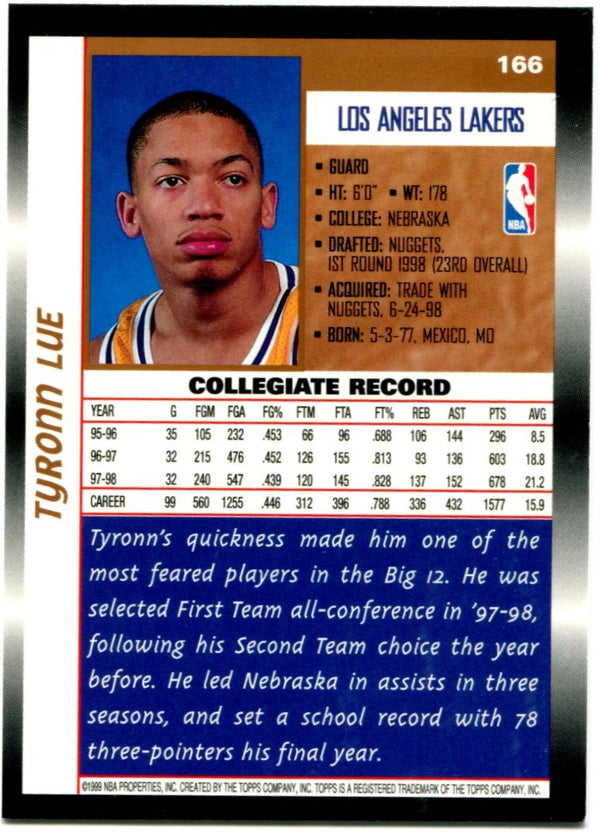 Tyronn Lue Topps Rookie Card 1999 #166