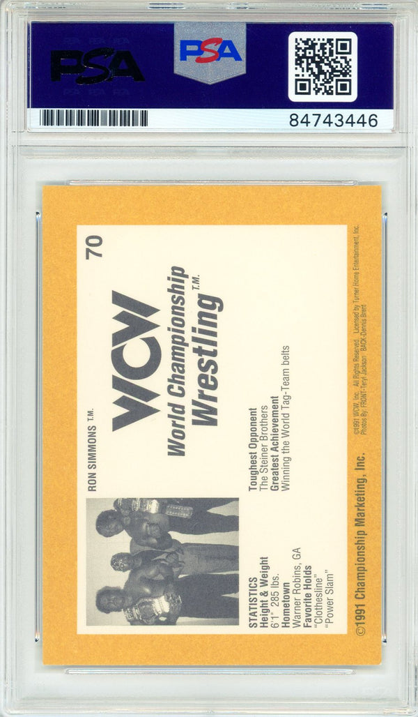 Ron Simmons "HOF 2012" Autographed 1991 WCW Card #70 (PSA Auto)