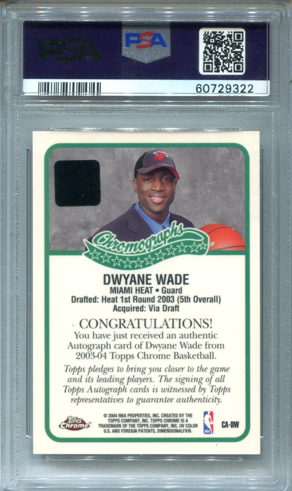 Dwyane Wade 2003 Topps Chrome Chromographs #ca-dw PSA 9 Auto 9 Card