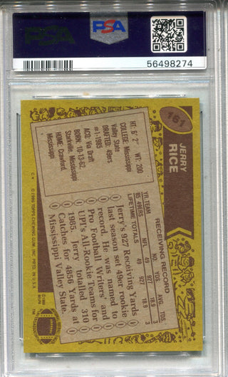 Jerry Rice 1986 Topps Rookie Card #161 PSA NM-MT 8 Card