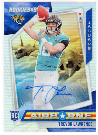 Trevor Lawrence Autographed 2021 Panini Rookies & Stars Airborne Silver Prizm Card #AB-16