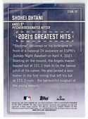 Shohei Ohtani 2022 Topps 2021's Greatest Hits Insert Card #21GH-10