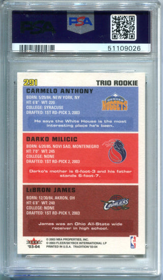 Lebron/Darko/Anthony 2003 Fleer Tradition Trio Rookie #291 (NM-MT 8) Card