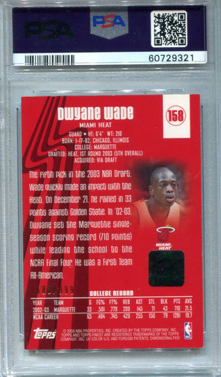 Dwyane Wade 2003 Topps Finest #158 PSA NM 8 Auto 10 Card /999