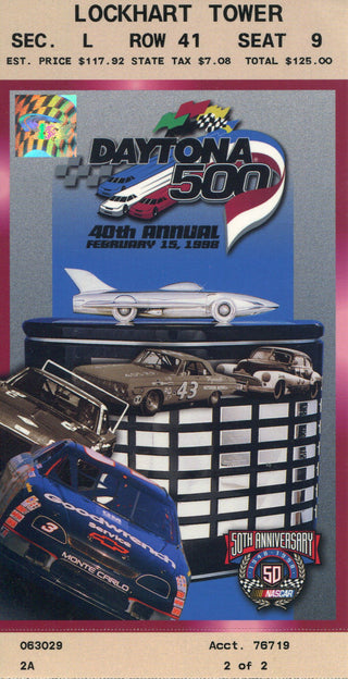 1998 Daytona 500 Program w/ Ticket