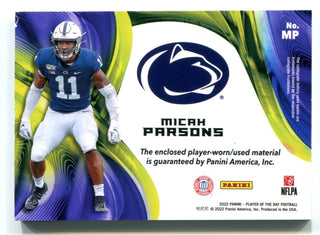 Micah Parsons 2022 Panini Player Of The Day Patch Card #MP 10/50
