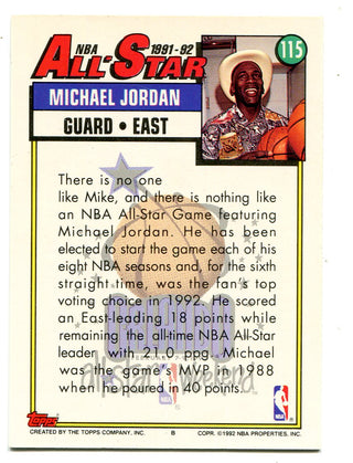 Michael Jordan 1992 Topps All-Star #115 Card