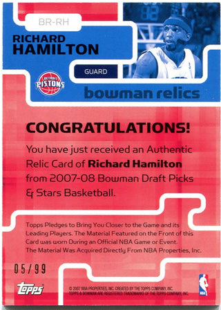 Richard Hamilton Bowman Relics Triple Jersey Card 05/99 2007