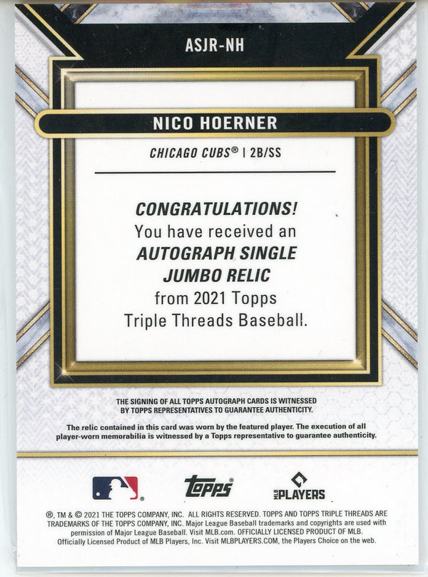 Nico Hoerner Autographed 2021 Topps Triple Threads Jersey Card #ASJR-NH