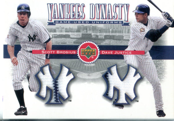 Dave Justice and Scott Brosius 2001 Upper Deck Game Used Jersey Card