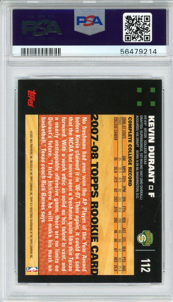 Kevin Durant 2007 Topps Rookie Card #112 (PSA)