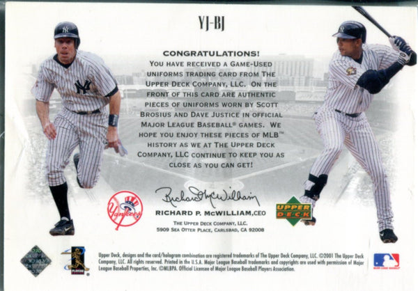 Dave Justice and Scott Brosius 2001 Upper Deck Game Used Jersey