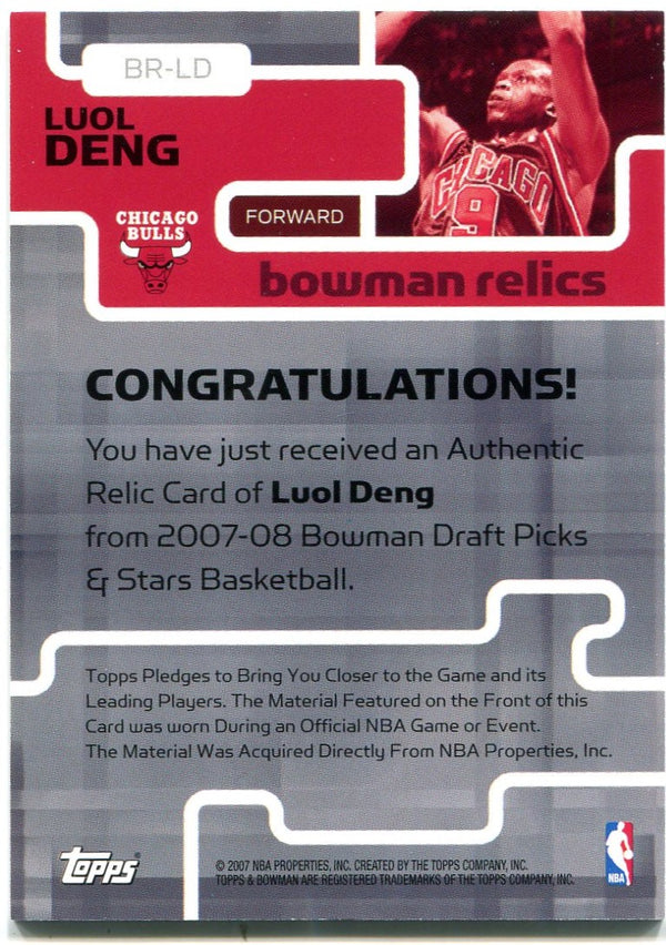 Luol Deng Bowman Relics 2007 Jersey Card