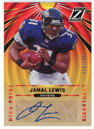 Jamal Lewis Autographed 2021 Panini Zenith High Point Card #HPS-JLE