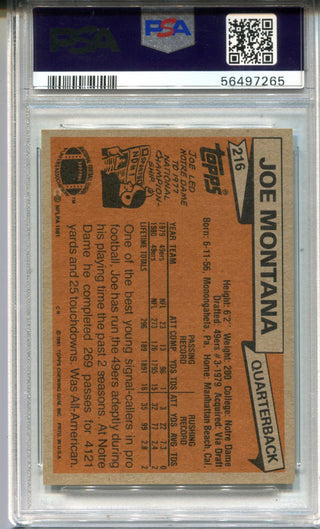 Joe Montana 1981 Topps #216 PSA NM 7 Card