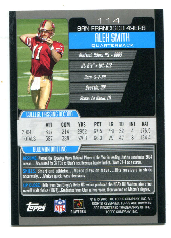 Alex Smith 2005 Bowman #114 Rookie Card