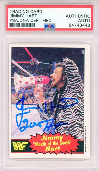 Jimmy Hart "HOF 2000" Autographed 1985 Topps Card #41 (PSA Auto)