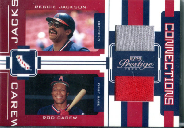 Reggie Jackson and Rod Carew 2005 Playoff Prestige Game Used Relic Card 186/250