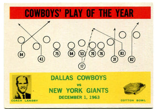 Cowboys Play of the Year Card 1963