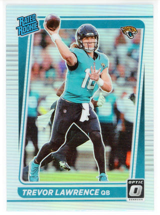 Trevor Lawrence 2021 Panini Donruss Optic Rated Rookie Silver Prizm Card #201