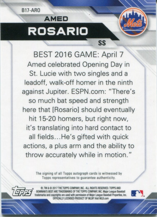 Amed Rosario Autographed 2017 Bowman's Best Card