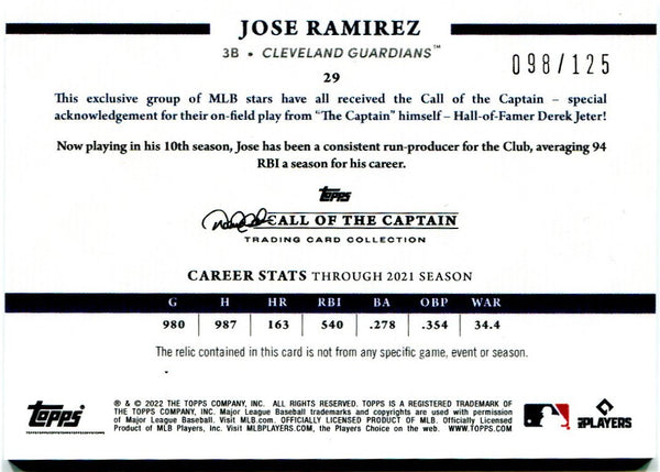 Jose Ramirez 2022 Major League Baseball All-Star Game Autographed Jersey