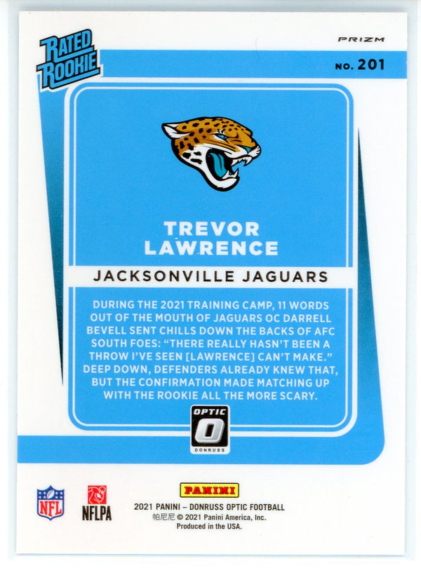 Trevor Lawrence 2021 Panini Donruss Optic Rated Rookie Silver Prizm Card #201