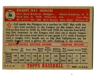 Gil Hodges 1952 Topps #36 Card